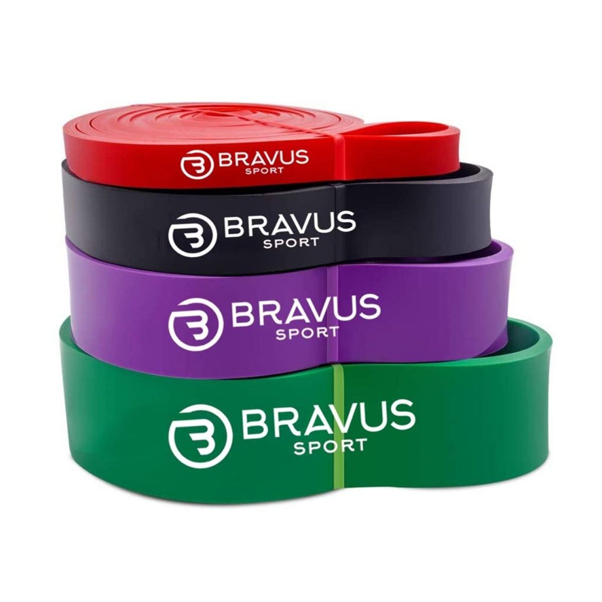 Kit Super Band Bravus Sport Leve, Média, Forte e Super Forte Borracha Crossfit